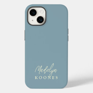 Eenvoudige stijlvolle moderne scriptnaam Dusty Blu Case-Mate iPhone 14 Hoesje