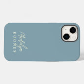Eenvoudige stijlvolle moderne scriptnaam Dusty Blu Case-Mate iPhone Case (Achterkant (horizontaal))