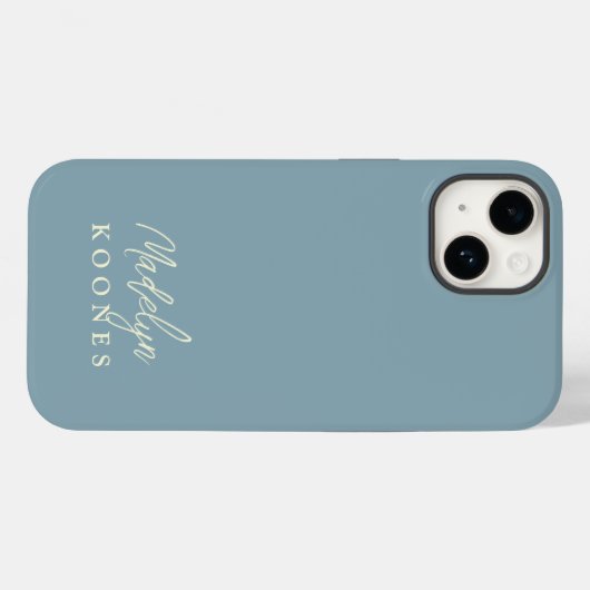 Eenvoudige stijlvolle moderne scriptnaam Dusty Blu Case-Mate iPhone Case (Achterkant (horizontaal))