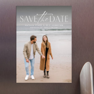 Eenvoudige stijlvolle moderne verticale foto save magnetische uitnodiging