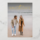 Eenvoudige stijlvolle moderne verticale foto sla d folie uitnodiging (Voorkant)