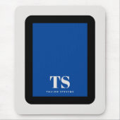 Eenvoudige stijlvolle monogram kleurblok blauw muismat (Voorkant)