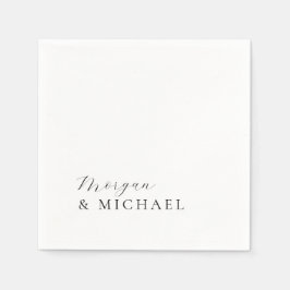 Eenvoudige stijlvolle namen bruid en bruidegom Log Servet