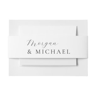 Eenvoudige stijlvolle namen bruid en bruidegom Log Uitnodigingen Wikkel