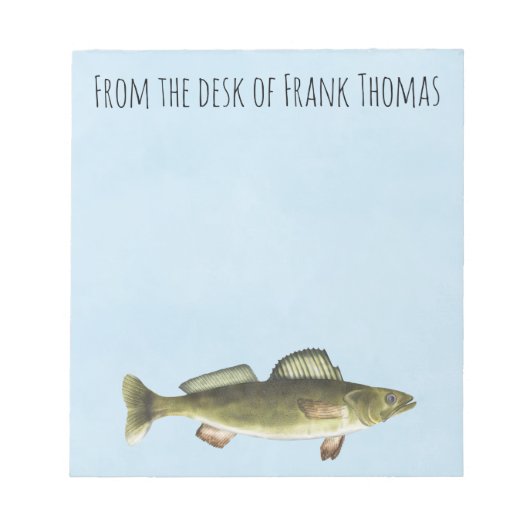 Eenvoudige, stijlvolle Natuur Walleye Fish Vist An Notitieblok (Voorkant)