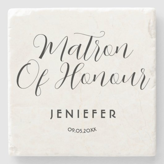 Eenvoudige, stijlvolle, persoonlijke scriptnaam vo stenen onderzetter (Voorkant)