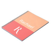 Eenvoudige Stijlvolle Perzik Monogram Naam Notitieboek (Linkerzijde)