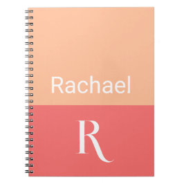 Eenvoudige Stijlvolle Perzik Monogram Naam Notitieboek