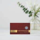 Eenvoudige stijlvolle Red Grunge Gold Stripe Found Visitekaartje (Staand voorkant)