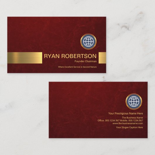 Eenvoudige stijlvolle Red Grunge Gold Stripe Found Visitekaartje (Voorkant / Achterkant)