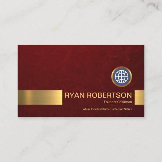Eenvoudige stijlvolle Red Grunge Gold Stripe Found Visitekaartje (Voorkant)