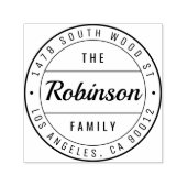 Eenvoudige stijlvolle ronde familienaam retouradre  zelfinktende stempel (Design)