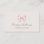 Eenvoudige stijlvolle roze boog handgeschreven scr visitekaartje (Voorkant)