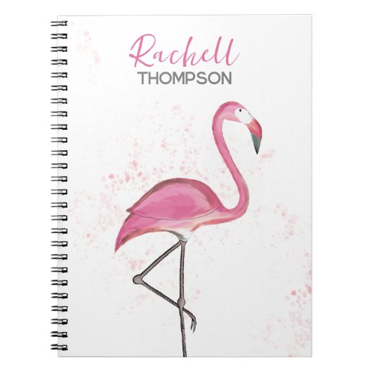 Eenvoudige Stijlvolle Roze Waterverf van Flamingo Notitieboek (Voorkant)