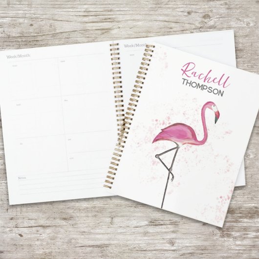 Eenvoudige Stijlvolle Roze Waterverf van Flamingo Planner