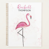 Eenvoudige Stijlvolle Roze Waterverf van Flamingo Planner (Voorkant)