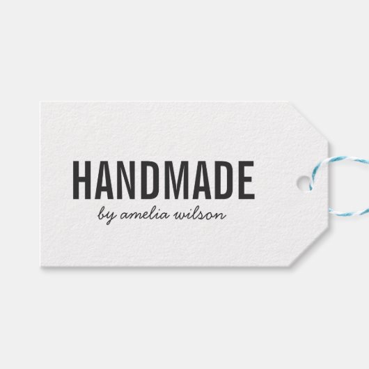 Eenvoudige stijlvolle rustieke handgemaakte kraft cadeaulabel (Voorkant (Horizontaal))