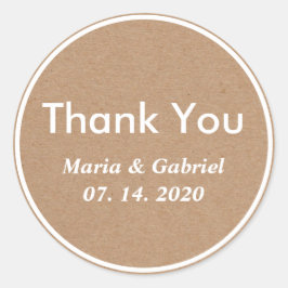 Eenvoudige stijlvolle rustieke kraft. Bruiloft dan Ronde Sticker