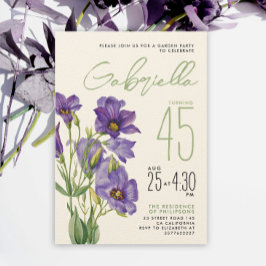Eenvoudige stijlvolle saliegroen paarse Lisianthus Kaart