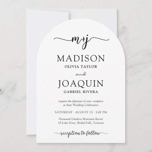 Eenvoudige Stijlvolle Script Initialen & Fotobruil Kaart (Voorkant)