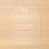 Eenvoudige Stijlvolle Script Initialen Wedding Arc Acryl Uitnodigingen (Voorkant)