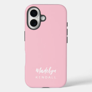 Eenvoudige stijlvolle scriptnaam Cotton Candy Roze iPhone 16 Hoesje