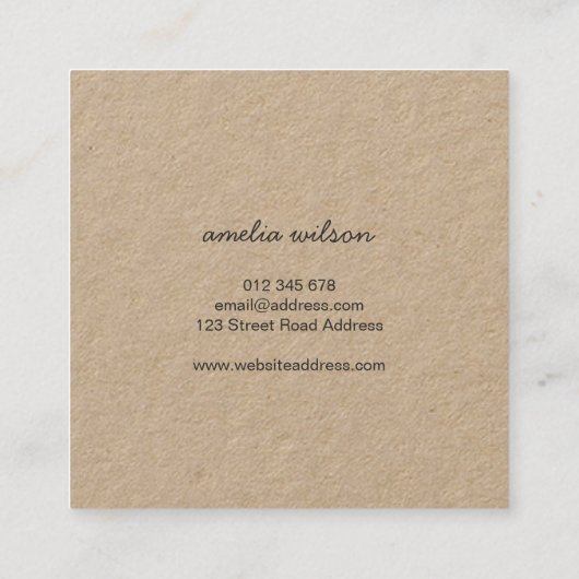 Eenvoudige stijlvolle, stijlvolle Kraft Vierkante Visitekaartje (Achterkant)