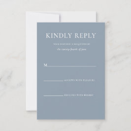 Eenvoudige Stijlvolle Stoffige Blauwe Monogram For RSVP Kaartje
