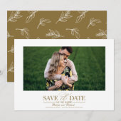 Eenvoudige stijlvolle trouwdatum foto kaart (Voorkant / Achterkant)