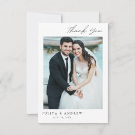 Eenvoudige stijlvolle trouwfoto Bedankt Card