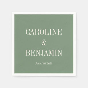 Eenvoudige stijlvolle typografie Elegant Green Wed Servet