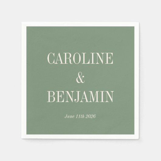 Eenvoudige stijlvolle typografie Elegant Green Wed Servet (Voorkant)