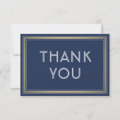 Eenvoudige stijlvolle typografie Navy Blue, White  Bedankkaart (Voorkant)