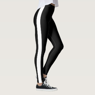 Eenvoudige, stijlvolle, witte streep op zwart leggings