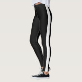 Eenvoudige, stijlvolle, witte streep op zwart leggings (Links)