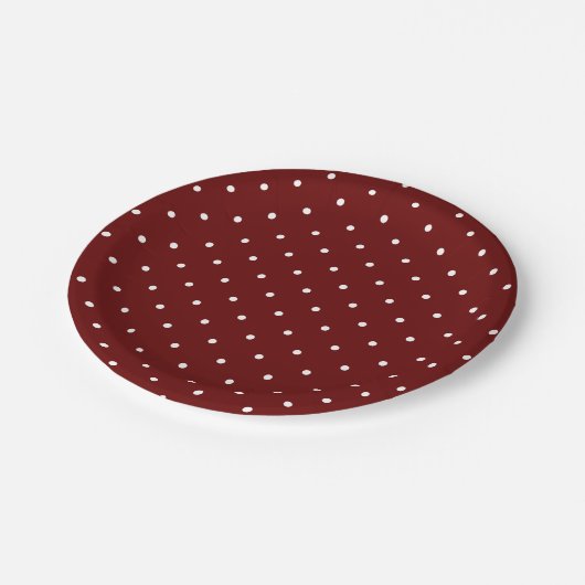 Eenvoudige & stijlvolle witte vlekken op rode papi papieren bordje (Gekanteld)
