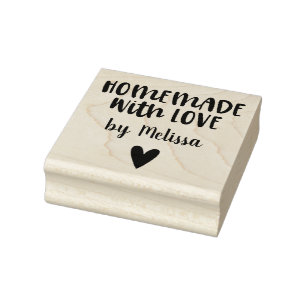 Eenvoudige stijlvolle zelfgemaakte met liefde hout rubberstempel
