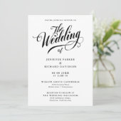 Eenvoudige stijlvolle zwart-wit kalligrafie bruilo kaart (Staand voorkant)