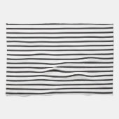 Eenvoudige, stijlvolle zwarte en witte strepen theedoek (Horizontaal)