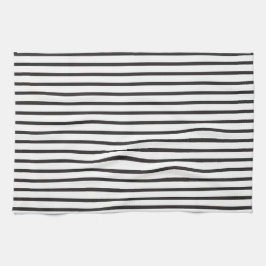 Eenvoudige, stijlvolle zwarte en witte strepen theedoek