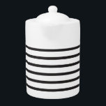 Eenvoudige, stijlvolle zwarte en witte strepen theepot<br><div class="desc">Mooie horizontale lijnen die grote,  gewaagde strepen vormen - eenvoudig,  helder ontwerp. Stijlvol en minimaal. Krachtige verklaring in het is eenvoud. Geweldig geschenk voor Moederdag,  verjaardagen,  Kerstmis,  leraren of pastoor-waardering,  of gewoon omdat!</div>