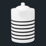 Eenvoudige, stijlvolle zwarte en witte strepen theepot<br><div class="desc">Mooie horizontale lijnen die grote,  gewaagde strepen vormen - eenvoudig,  helder ontwerp. Stijlvol en minimaal. Krachtige verklaring in het is eenvoud. Geweldig geschenk voor Moederdag,  verjaardagen,  Kerstmis,  leraren of pastoor-waardering,  of gewoon omdat!</div>