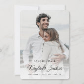 Eenvoudige Stijlvolle Zwarte Tekst Foto Sla de Dat Save The Date (Voorkant)