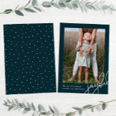 Eenvoudige Stippen Blauwgroen vrolijk script Elega Feestdagenkaart