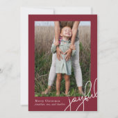 Eenvoudige Stippen Bourgondische vreugdevol script Feestdagenkaart (Voorkant)