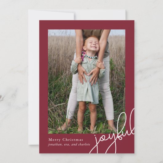 Eenvoudige Stippen Bourgondische vreugdevol script Feestdagenkaart (Voorkant)