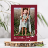 Eenvoudige Stippen Bourgondische vreugdevol script Feestdagenkaart