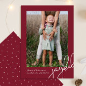 Eenvoudige Stippen Bourgondische vreugdevol script Feestdagenkaart