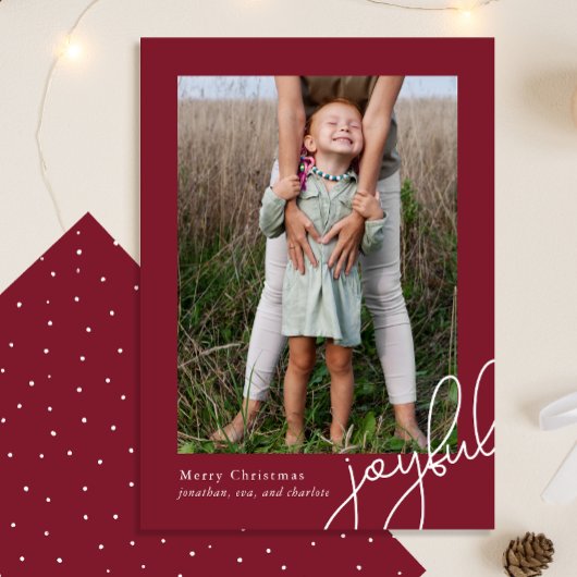 Eenvoudige Stippen Bourgondische vreugdevol script Feestdagenkaart