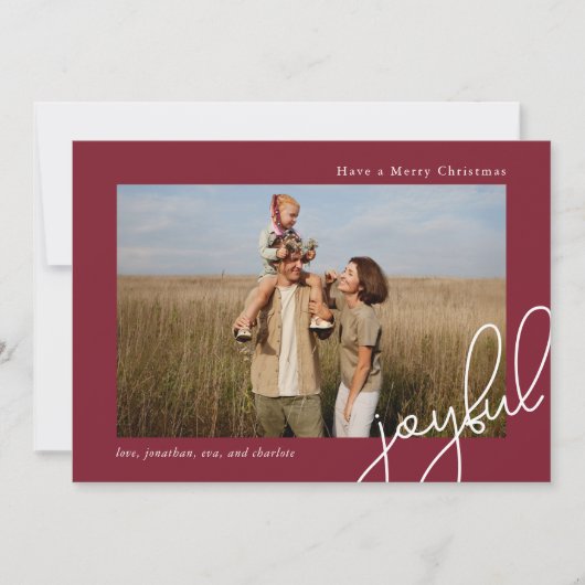 Eenvoudige Stippen Bourgondische vreugdevol script Feestdagenkaart (Voorkant)